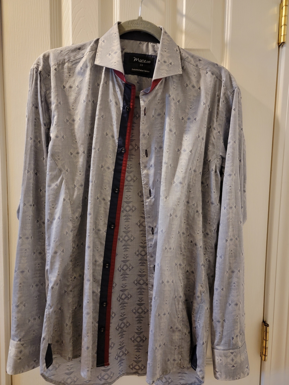 Maceoo Light Gray Patterned Button-Up Shirt